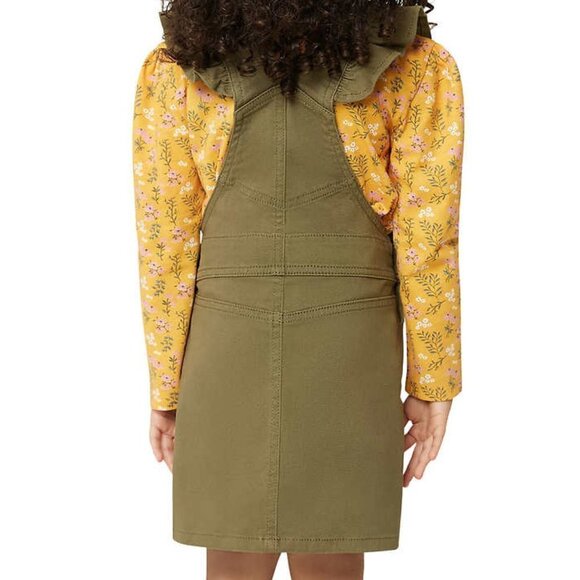 BCBG Girls Olive Yellow Floral Cotton Jumper and Long Sleeve Top Set, size 5 - Picture 2 of 8